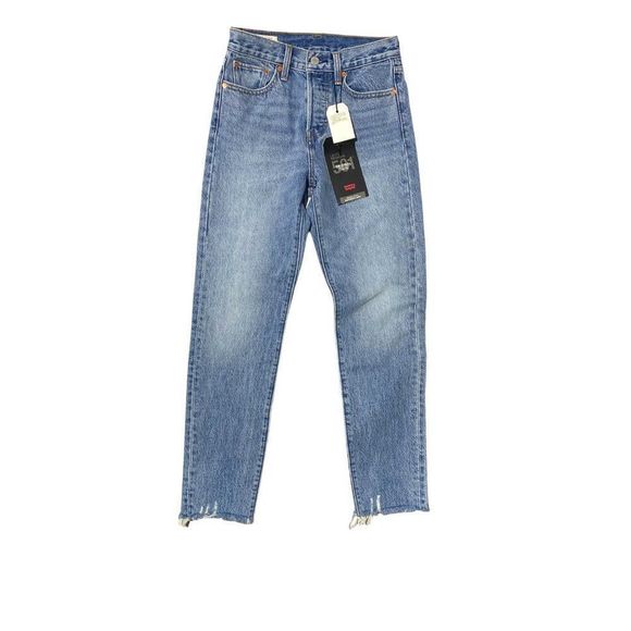 NEW Levi's Wedgie Icon High Rise Fray Hem Straight Leg Ankle Jeans in Shut Up - Picture 4 of 6